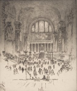 Marble Hall, Pennsylvania İstasyonu, New York, 1919. by Joseph Pennell