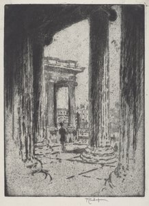 Portico, British Museum by Joseph Pennell