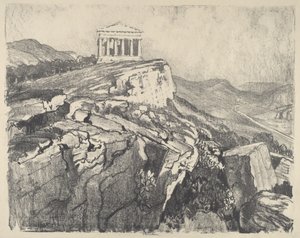Duvardaki Concord Tapınağı, Girgenti, 1913. by Joseph Pennell