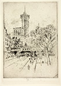 Times Binası ve 42. Cadde by Joseph Pennell