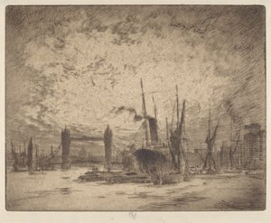 Kule Köprüsü, Akşam by Joseph Pennell