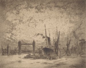 Kule Köprüsü, Akşam, 1905. by Joseph Pennell