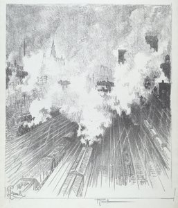 Tren Yard, St. Louis, 1919. by Joseph Pennell