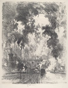Cevheri boşaltmak, 1917. by Joseph Pennell