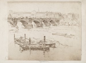 Waterloo Köprüsü ve Somerset Evi by Joseph Pennell