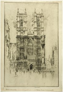Batı Cephesi, Westminster Manastırı by Joseph Pennell