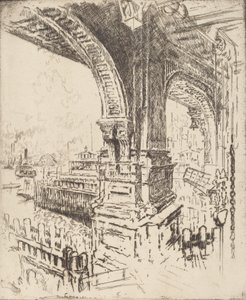Feribot içinde, Cortlandt Caddesi, New York, 1919. by Joseph Pennell