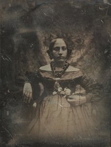 Bir çiçek tutan genç kadın, ca. 1842.