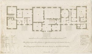 Sandon Hall - Ana Kat Planı: gravür, nd [1769-1771] (baskı) by Joseph Pickford