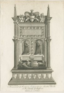 Sandon Kilisesi - Sampson Erdeswick Mezarı: gravür by Joseph Potter