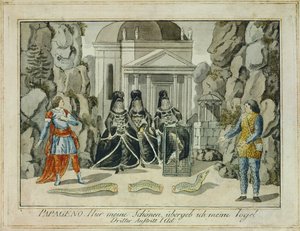 Tamino ve Papageno Üç Kadınla Birlikte ... (gravür) by Joseph Schaffer