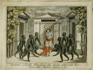Tamino Sihirli Flüt ile hayvanları evcilleştiriyor... (gravür) by Joseph Schaffer