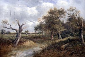 Ölen Ağaç ile Manzara (tuval üzerine yağlı boya)