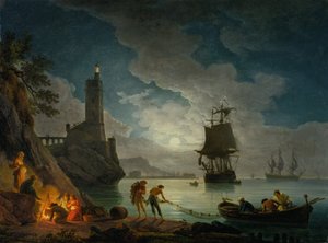 Ay Işığında Bir Liman by Claude Joseph Vernet