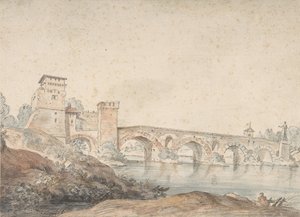 Ponte Molle, Roma, 18. yüzyıl. by Joseph Vernet.