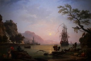 Sabah bir liman manzarası (Sabah) by Claude Joseph Vernet