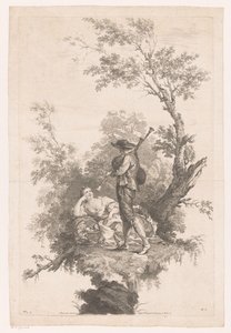 Genç bir kadın için gayda oynayan çoban Bahar Four Seasons (dizi adı) by Joseph Wagner (possibly)