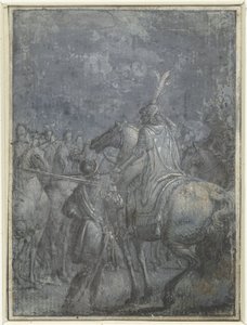 Diğer atlılarla birlikte at sırtında ordu komutanı Şövalyeler ve atlılarla benzer illüstrasyonlar grubu (seri başlığı) by Joseph Werner