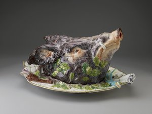 Boars Head Tureen, Chelsea Porselen Fabrikası, c. 1758 porselen