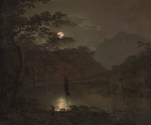 Ay Işığında Bir Göl by Joseph Wright of Derby