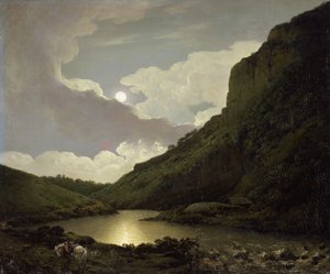 Ay Işığından Matlock Tor, c.1777-80 (tuval üzerine yağlı boya) by Joseph Wright of Derby