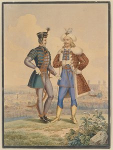 Hussar ve Osmanlı bir şehrin önünde by Joseph Zahradniczek the Elder