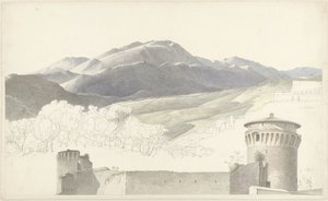 Subiaco'da manzara ve Roma'da bina by Josephus Augustus Knip
