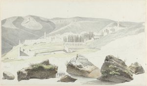 Tivoli'de manzara ve şehir manzarası by Josephus Augustus Knip