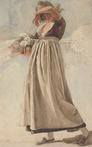Gözlerini Gölgeleyen Bir Köylü Kızı by Joshua Cristall
