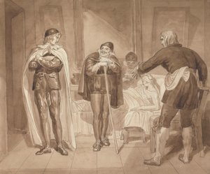 Gil Blas, Dr. Sangrado altında Hekimlik Yaparken, Bakkalın Başucunda Dr. Cuchillo ile Karşılaştı by Joshua Cristall
