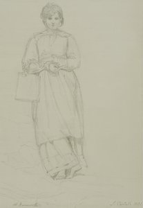 Süt Kutusu Tutan Genç Kız, 1831 (dokuma kağıt üzerine grafit)