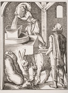 Değirmenci. Jost Amman'ın 16. yüzyıl gravürünün 19. yüzyıl reprodüksiyonu by Jost (after) Amman