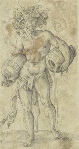 Asma sarılı şapkalı çıplak adam by Jost Amman (possibly)