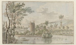 Brüksel yakınlarındaki Huis Kluys ile manzara by Josua de Grave (attributed to)