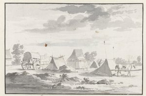 Leuven yakınlarındaki Willem III Ordusu'nun bir karargahının görünümü by Josua de Grave (circle of)