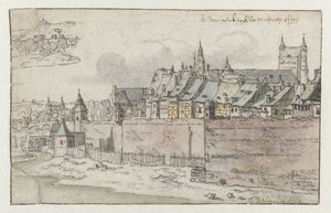 Arka planda Onze-Lieve-Vrouwekerk ile Maastricht Duvarlarının Görünümü