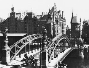 Speicherstadt Köprüsü (depo şehri) Hamburg, c.1910