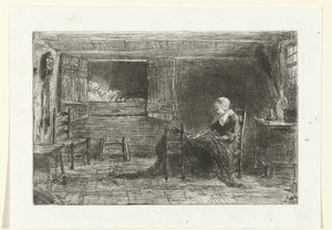 Bir iç mekanda iki figür by Jozef Israëls (possibly copy after)