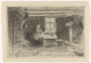 Anne ve çocuk ile iç by Jozef Israëls