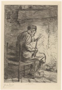 Interieur bir araya geldi roker Sigara içen (nesnedeki başlık) by Jozef Israëls