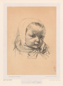 Şapkalı bir bebek portresi by Jozef Israëls