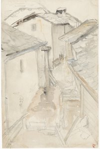 Eski evler arasında sokak by Jozef Israëls