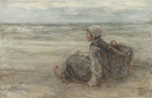 Sahilde balıkçı kız