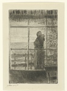 çocuklu bekleyen kadın by Jozef Israëls