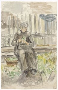 Bir bahçede oturan kız by Jozef Israëls