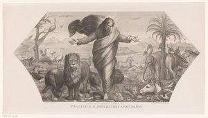 Hayvanların yaratılması Fecit deus bestias terrae (nesne üzerindeki başlık) Yaratılış (dizi başlığı) by Jozef Karel De Meulemeester