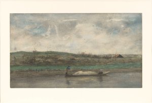 Yuvarlanan manzara boyunca yelken kum mavna by Jozef Neuhuys