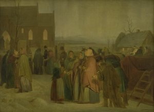 Bir Noel Sabahı Kilisenin Dışındaki Köylüler