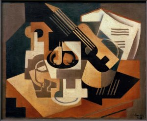 Gitar ve bir kase meyve by Juan Gris