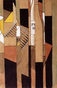 Şişe ve Puro ile Natürmort; Şişe ve Puro ile Natürmort, 1912 by Juan Gris
